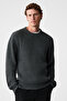 Cablin Men's Round Neck Regular Fit Knitwear Anthracite Melange Sweater - 7