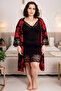 Plus Size Robe Nightgown Set Cotton Strappy Knitted Fabric Stylish Nightgown Set