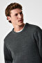 Cablin Men's Round Neck Regular Fit Knitwear Anthracite Melange Sweater - 4