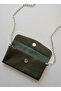 Women's Bag Wallet Hand-Stitched with Internal Card Holder Leather Shiny Surface Cover Chain Strap Dark Green - 4
