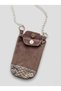 Women's Bag Phone Holder Hand-Stitched Coverless Leather Soft Chain Strap Light Brown - 2