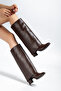 Women's Size 36-42 Brown Leggings Boots with Heels, Removable Apparatus Heels, Pointed Toe, Zippered Boots - 4