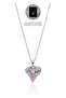 Zircon Stone Heart Shaped Steel Necklace – Pink Stone Detail, Boxed Shipping