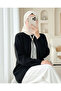 Soft Knit Sweater with Scarf - Black - 3