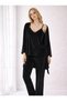 Black Velvet Dressing Gown Winter Pajama Set – Women's Home Wear - 2