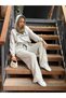 Women's Long Sleeve Nope Printed Ribbed Waist Double Suit - 4