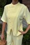 Judge Collar Cross Buttoned Plazzo Trousers Viscon Linen Suit 10209 - 2