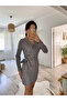    Women's Long Sleeve Double Breasted Collar Tie Belt Diver Mini Size Dress