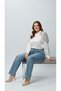 Premium Plus Size Jeans Wide Leg High Waist Pearl Stone-Detail Denim Trousers - 2