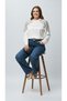 Premium Plus Size Jeans Wide Leg High Waist Pearl Stone-Detail Denim Trousers - 7