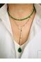 Premium Green Zircon Stone Y Chain Necklace 45 cm