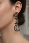 Design Black Zircon Stone Moon Earrings