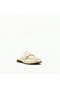 Gold Color Genuine Leather Flat Slippers – Loafer Model with Metal Buckle - 3