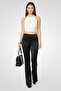Women Regular Fit Solid Flare Pants, Black