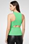 Women Round Neck Sleeveless Solid Cut Out Detail Top, Light Green - 4