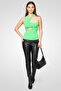 Women Round Neck Sleeveless Solid Cut Out Detail Top, Light Green