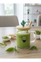 Heat Resistant Borosilicate Glass Mug with Bamboo Lid Cactus - 4