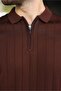 Brown Polo-Neck Zip-Up Men's T-shirt E7298 - 2