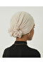 Luxury Ribbed Back Chiffon Accessory Beige Ready-To-Wear Turban Hijab Bonnet Suitable for Medical Use - 3