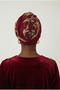 Special Design Burgundy with Beige Embroidery Oval Pattern Lined Ready-To-Wear Turban Hijab Evening Dress Bonnet - 8