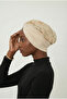 Special Design Beige with Beige Embroidery Oval Patterned Lined Ready-To-Wear Turban Hijab Evening Dress Bonnet - 6