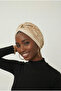 Special Design Beige with Beige Embroidery Oval Patterned Lined Ready-To-Wear Turban Hijab Evening Dress Bonnet