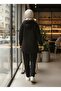 Black Front-Tagged Double Yarn Hijab Set - 3