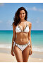 Triangular White Bikini Set with Sequin Details