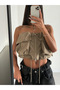 Khaki Color Bottom Adjustable Lace up Front Pocket Parachute Fabric Bustier