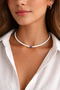 Thin White Fimo Necklace with Evil Eye Beads |   Summer Evil Eye Women's Necklace - 3