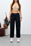 Navy Blue Cargo Pocket Gabardine Fabric Trousers - 4