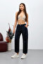 Navy Blue Cargo Pocket Gabardine Fabric Trousers - 8
