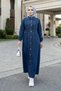 Women’s Waist-Elasticated Pocket Detail Dark Denim Blue Dress