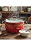 Red Ethnic Lux Enamel Pot 5 Liters 24 cm Diameter Milk Yogurt Soup Pot