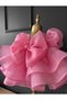 Balloon Sleeves Buckle Girls' Evening Dress - 3