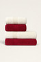 4-Piece Bath Towel Set 100% Cotton Certified Body and Head |   Dowry Box 50X90 - 70X140 Cream - Claret Red - 6