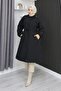 Hidden Placket Trench Coat Black 4430 - 5