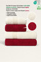 4-Piece Bath Towel Set 100% Cotton Certified Body and Head |   Dowry Box 50X90 - 70X140 Cream - Claret Red - 3