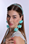 White Pearl Maternity Crown with Turquoise Dangling Earrings 1012 - 5