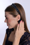White Pearl Maternity Crown with Navy Blue Dangling Earrings 1012 - 2