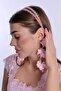 White Pearl Maternity Crown with Pink Dangling Earrings 1012 - 4