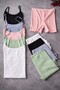 Ribbed Cotton Ribbed Thread Strap 5-Piece Women's Tank Top and Panties-Shorts Set (Pink Blue Green Black White)