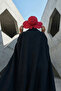 Combed Cotton Bonnet Turban with Detachable Bow on the Back, S-4, Burgundy - 3