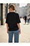 Black Crew Neck Women's Tshirt Oversize Combed Cotton Fabric Tshirt - 4