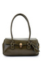 Baguette-Shaped Special Lock Pendant Detail Hilly Women's Shoulder Bag Khaki