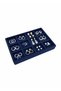 Domestic Production Small Size Suede Fabric Navy Blue Color 12 Compartment Jewelry Display Drawer Stand
