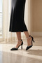 Pearl Belted Pearl Detail 9 cm Heeled Satin Women's Shoes