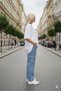 White Crew Neck Wide Cut Comfortable Sleeve Compact Combed Cotton Large Size Tshirt - 5