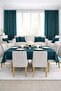 Velvet Textured Dark Petrol Color Tablecloth - 4