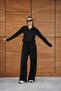 Black Polo Neck Basic Top and Bottom Set - 4